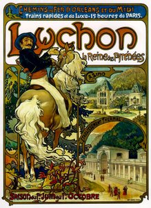 Poster voor treinen naar Luchon, Frankrijk, 1895